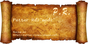 Petter Rómeó névjegykártya